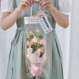 Crochet Flower Bouquet With LED Light String Gift