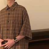 Plaid Loose Vintage Short Sleeve Shirt