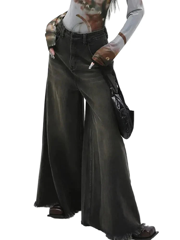 Grunge Washed Bell Bottom Jeans