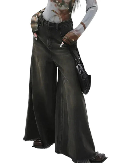 Grunge Washed Bell Bottom Jeans