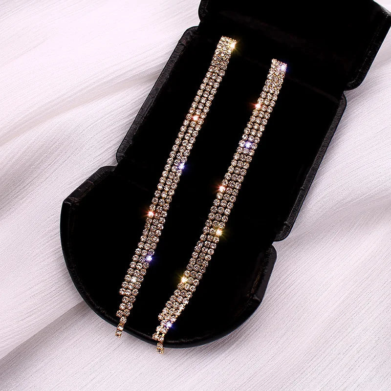 Rhinestone Long Shiny Dangle Earrings