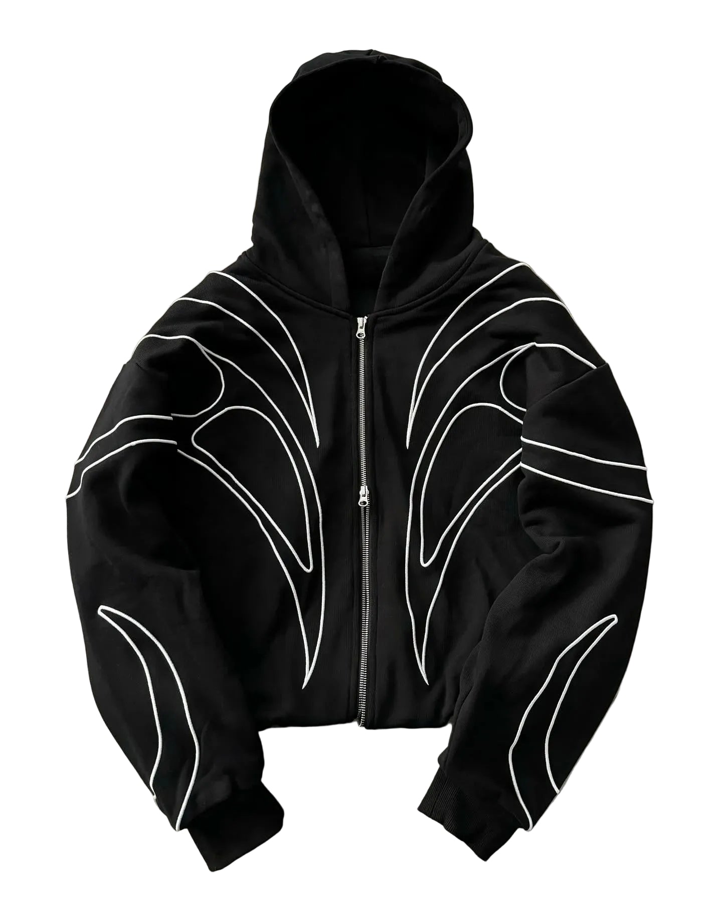 Y2K Lines Zip-up Black Hoodie