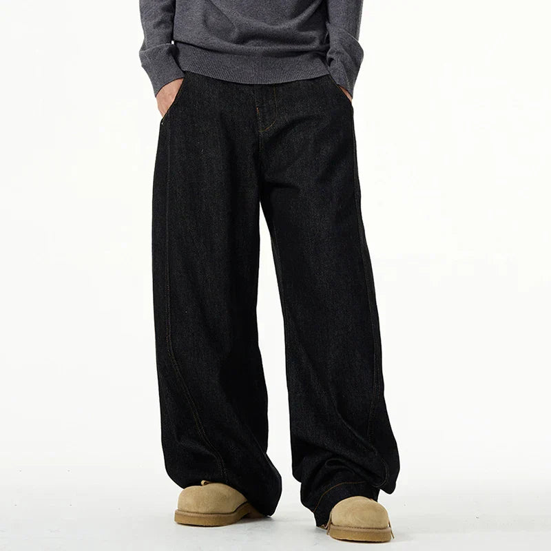 Solid Color Wide Leg Denim Jeans