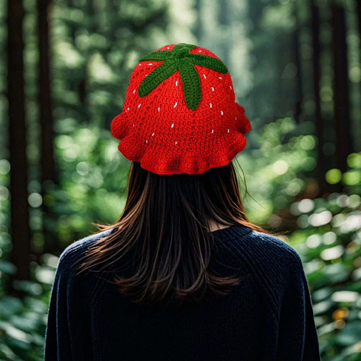 Handmade Crochet Cute Red Strawberry Hat