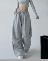 Graue weite Hose mit Kordelzug
