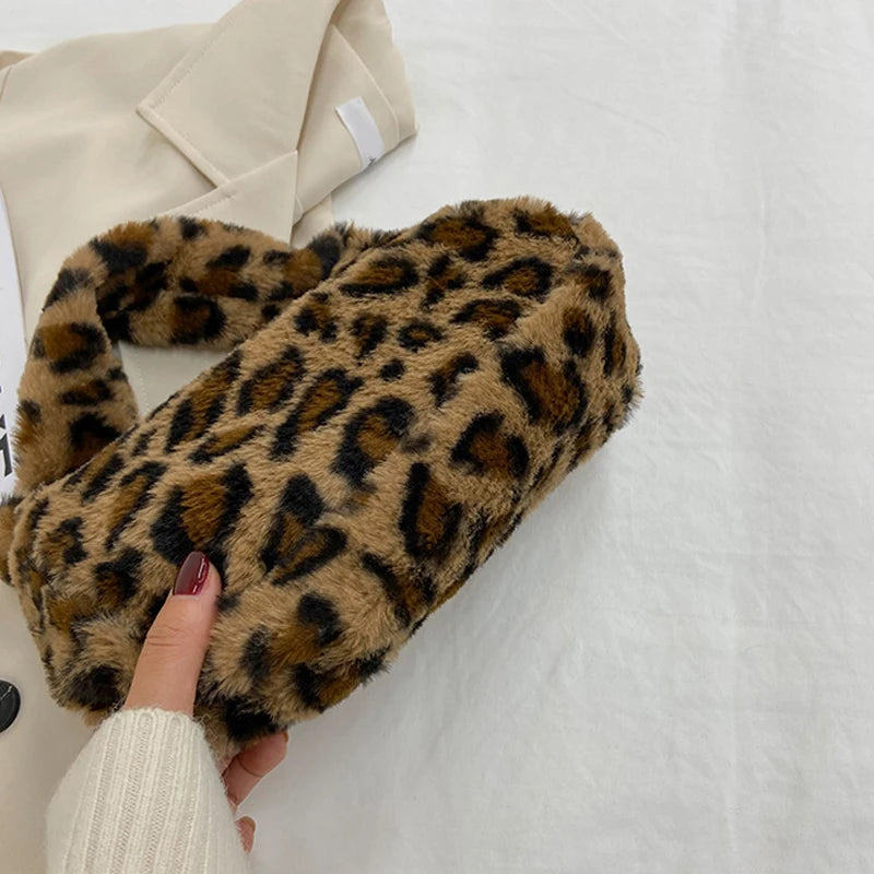 Fuzzy Fleece Leopard Bag
