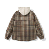 Hooded Plaid Pocket Puffer Jacket