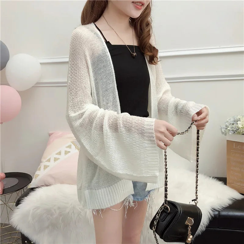 Sheer Open Front Knitted Cardigan