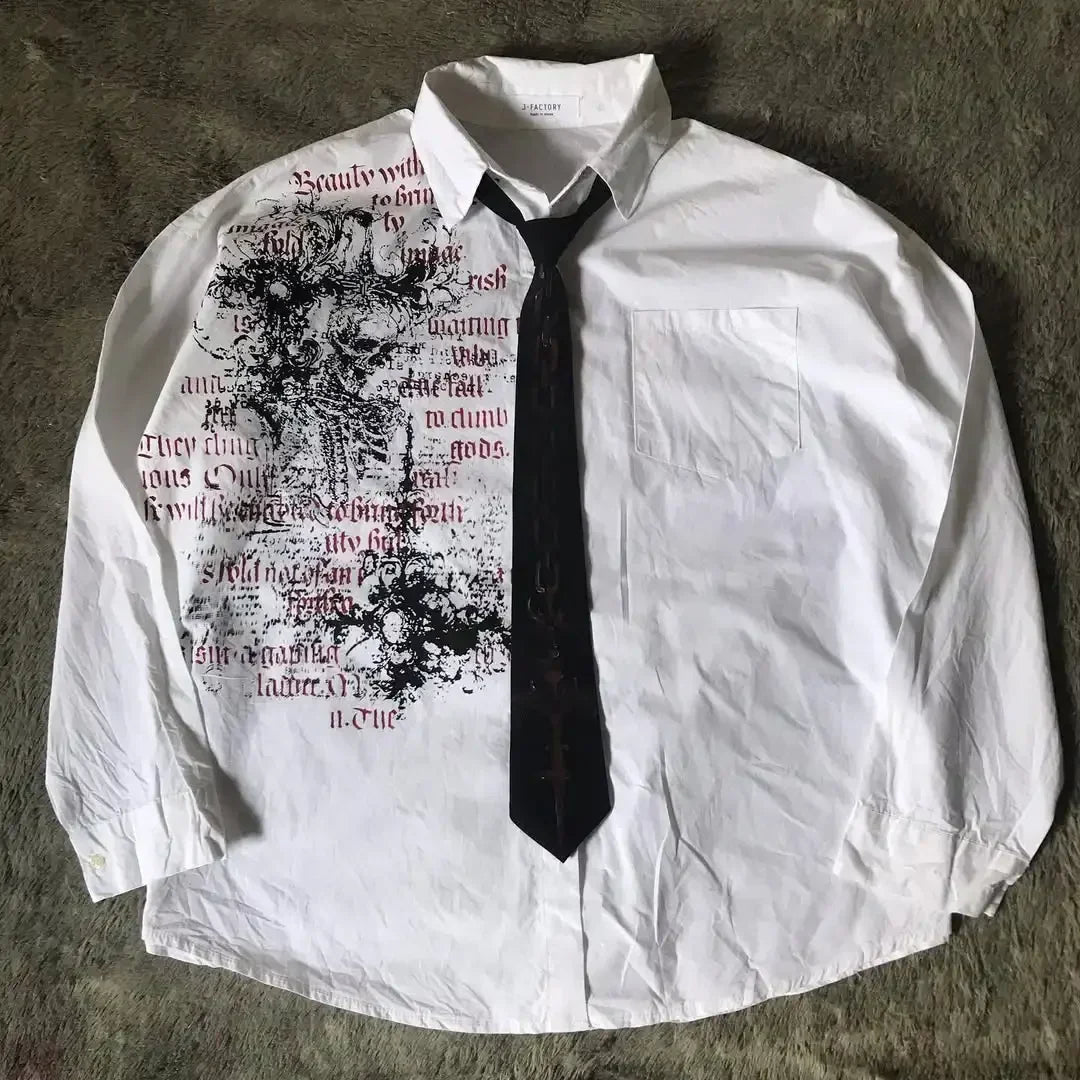 Y2K Retro Skull Print Shirt