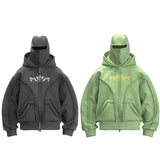 Vintage Zip-Up Oversized Hoodie Sweatshirt