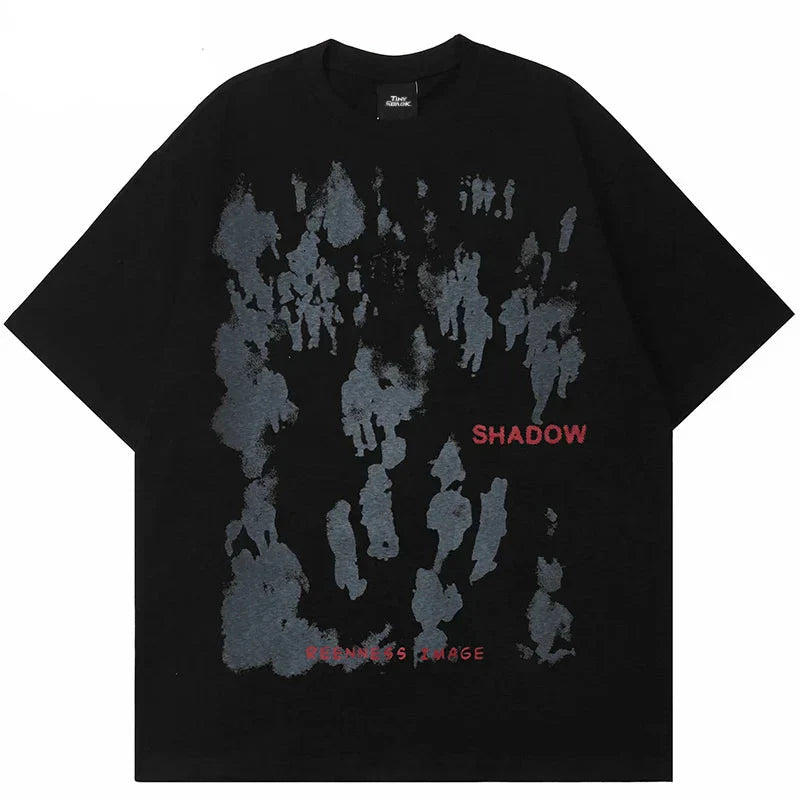 Shadow Letter Printed Hip Hop T-Shirt