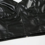 Baddie Faux Leather Halter Crop Top