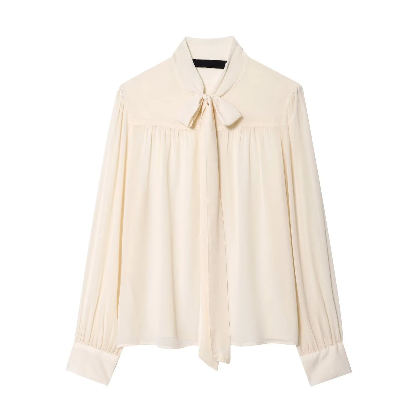 Elegant Bow Collar Long Sleeve Chiffon Blouse