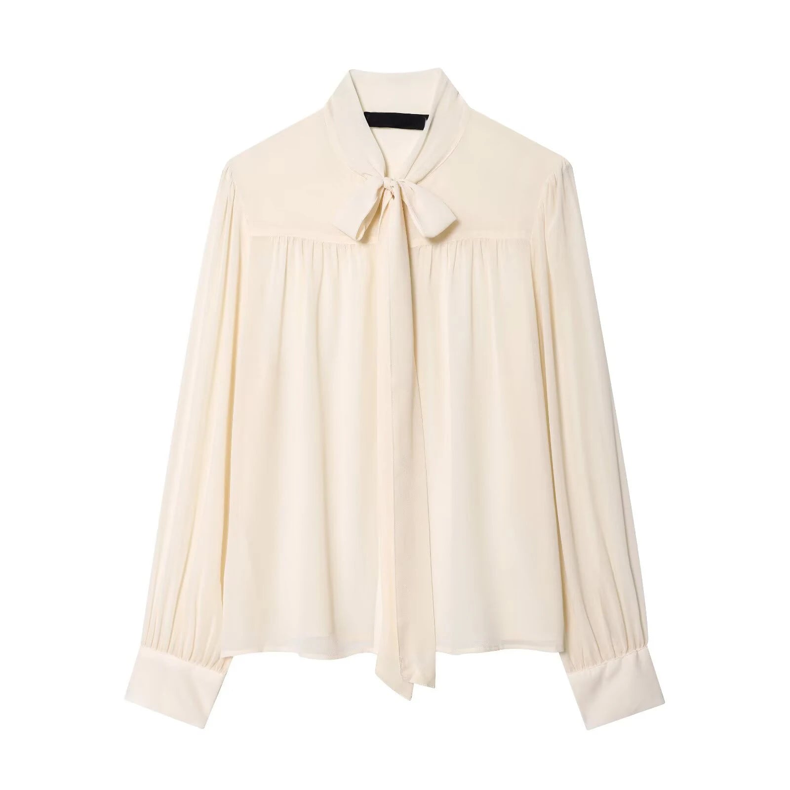 Elegant Bow Collar Long Sleeve Chiffon Blouse