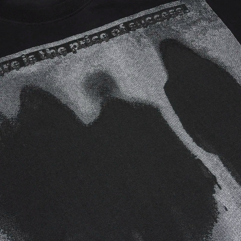 Shadow Printed Dark Style Washed Black T-Shirt