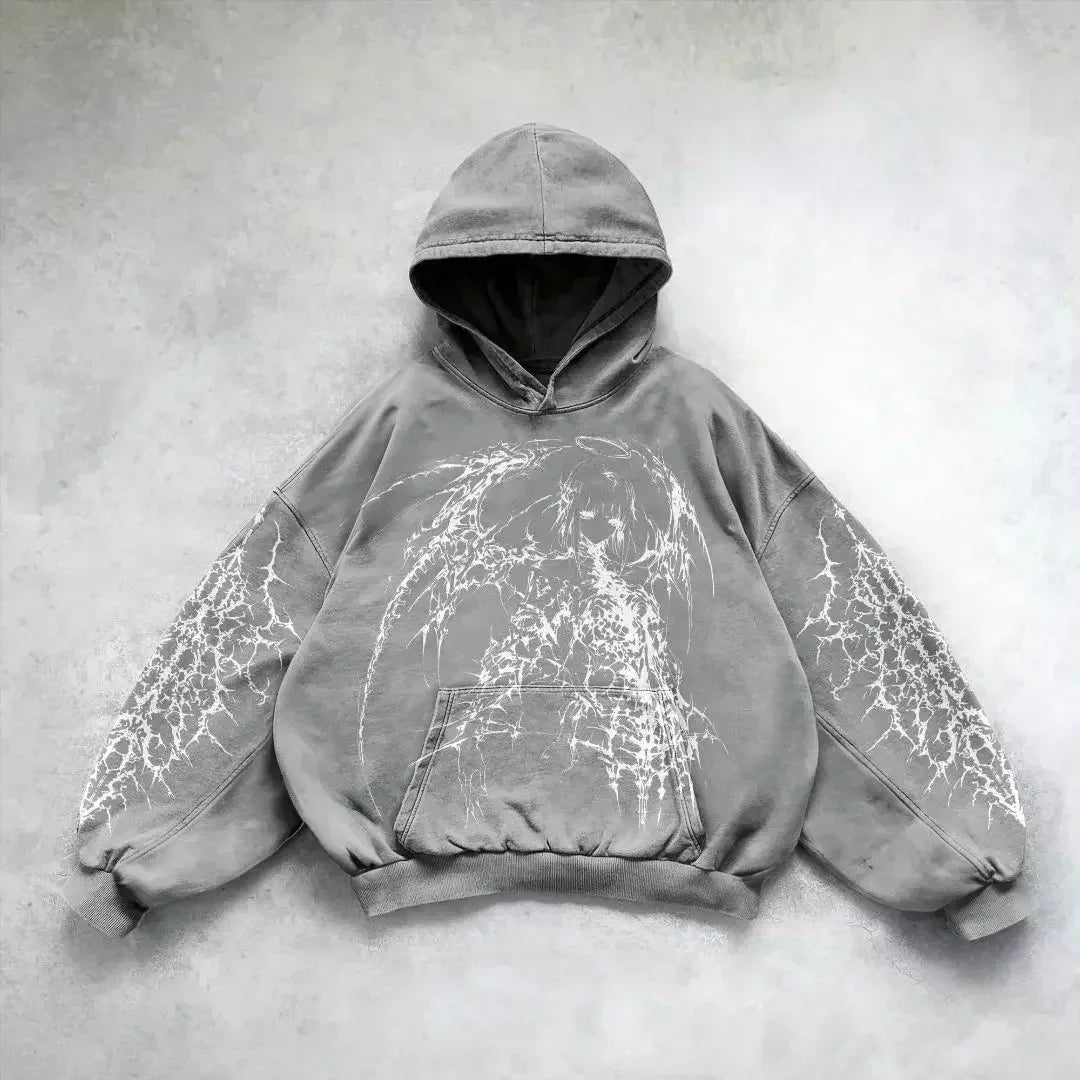 Sudadera Oversize Estilo Gótico Retro