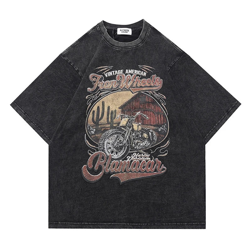 Oversize Vintage Landscape Printed T-Shirt