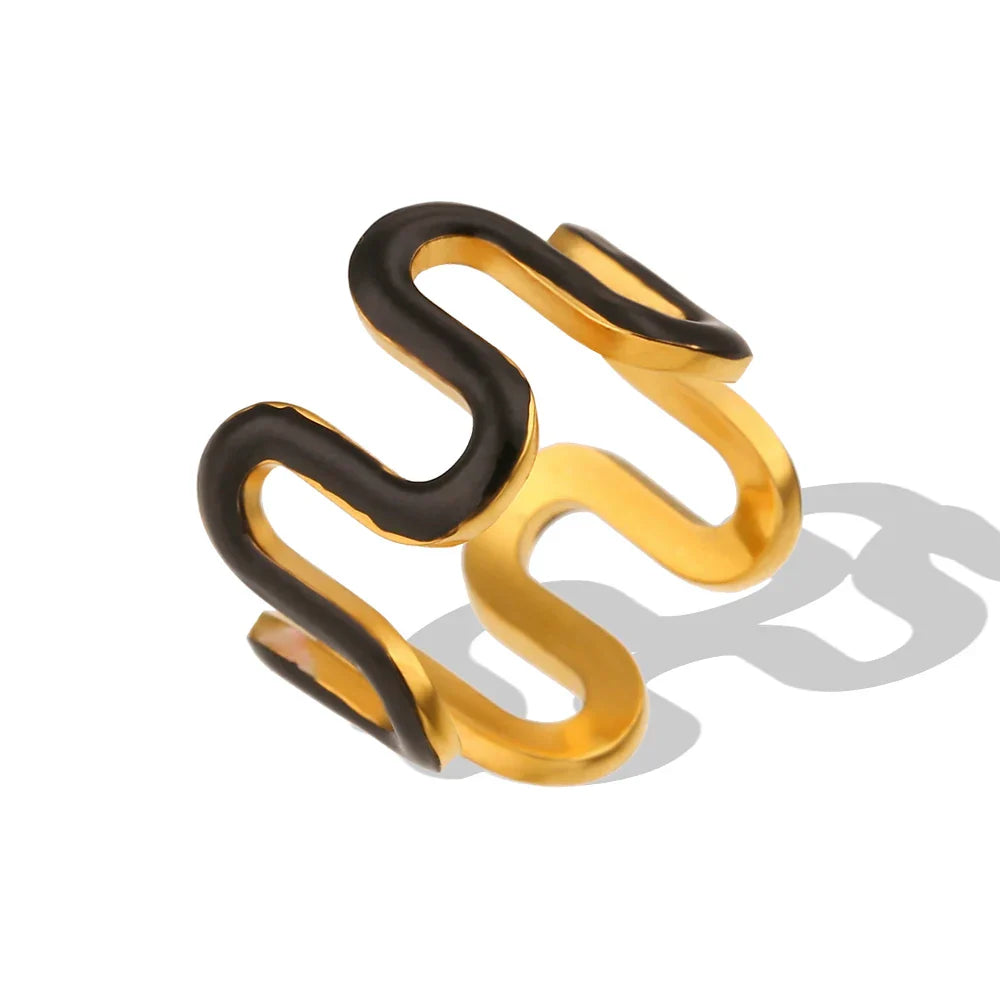 Anillos Ondulados Modernos Esmaltados Y2K