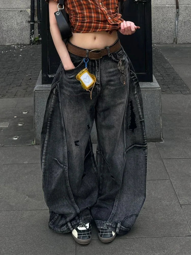 Edgy Streetwear Wide Leg Jeans