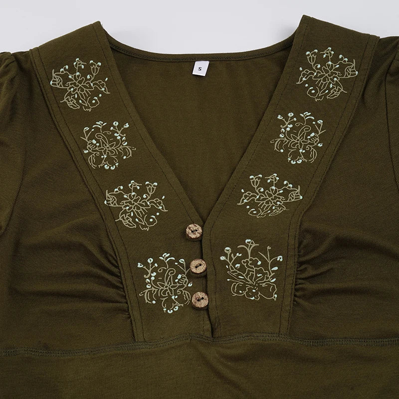 Vintage Floral V-neck Top