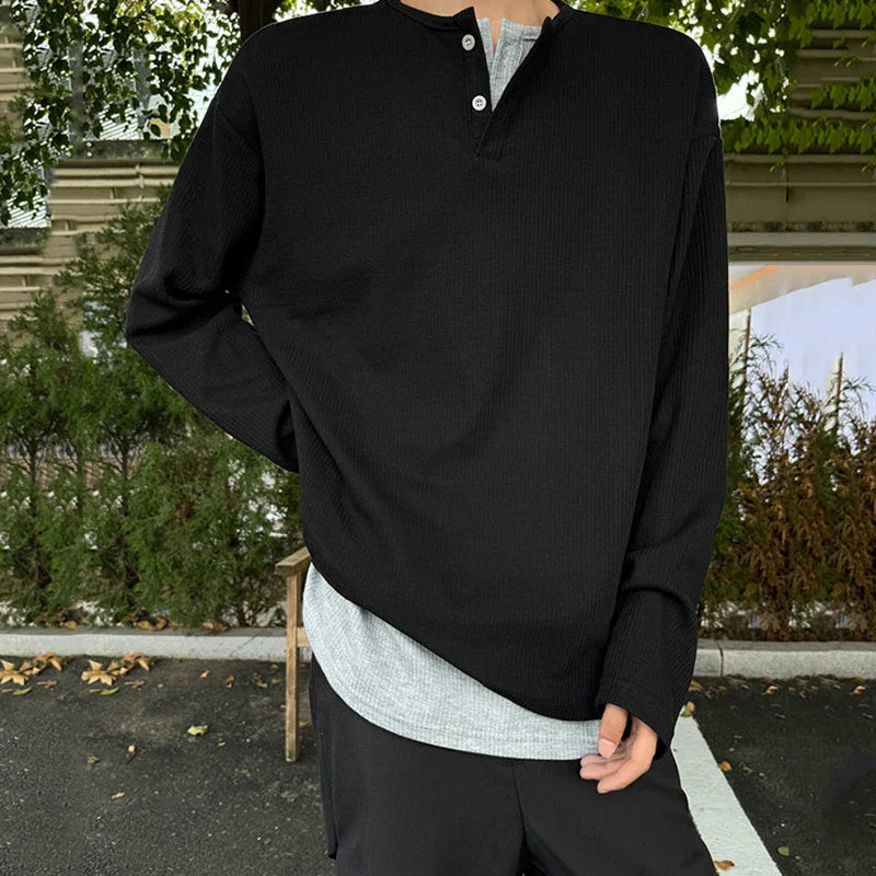 Casual Patchwork Round Collar Long T-Shirt