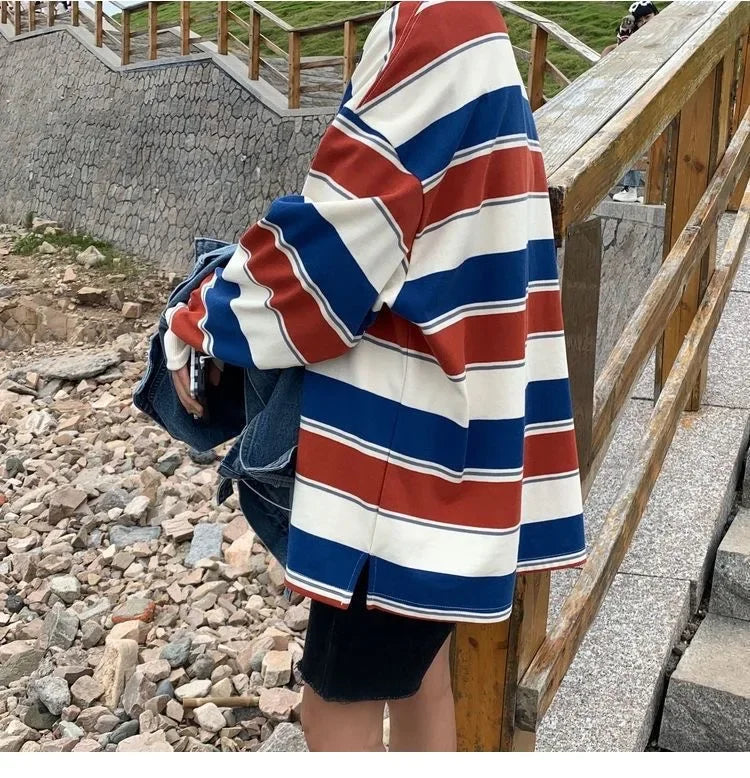 Y2K Women's Oversized Stripped T-shirt