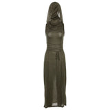 Gothic Hooded Cut Out Maxi Dress