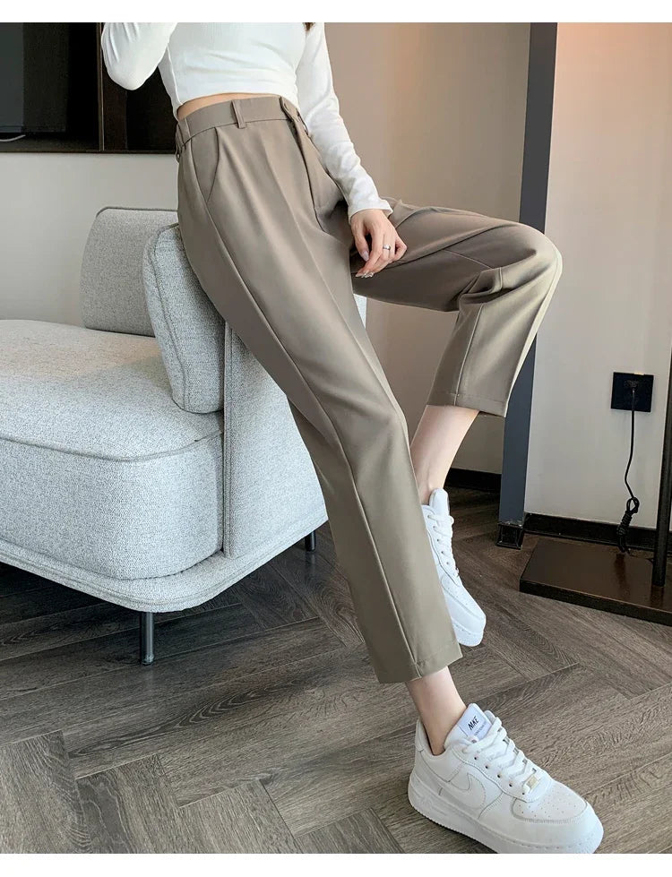 Corporate Girl Straight Leg High Waist Pants