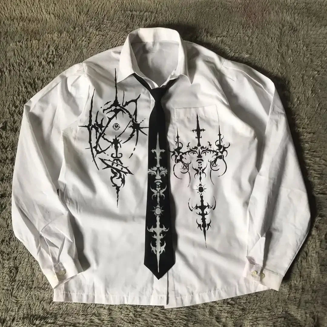 Y2K Retro Skull Print Shirt