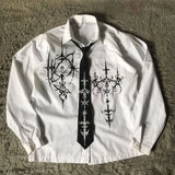 Y2K Retro Skull Print Shirt