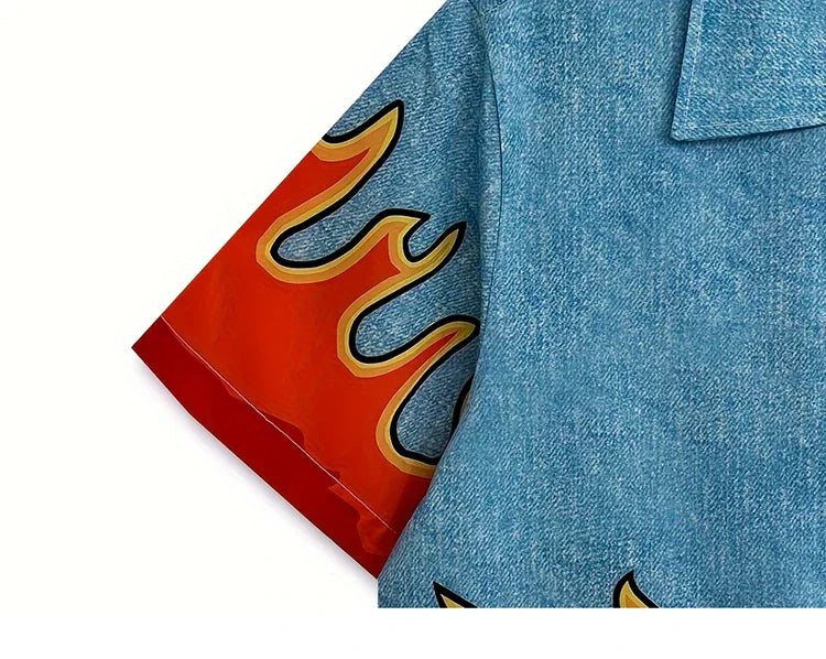 Flame Graphic Hawaiian Shirt
