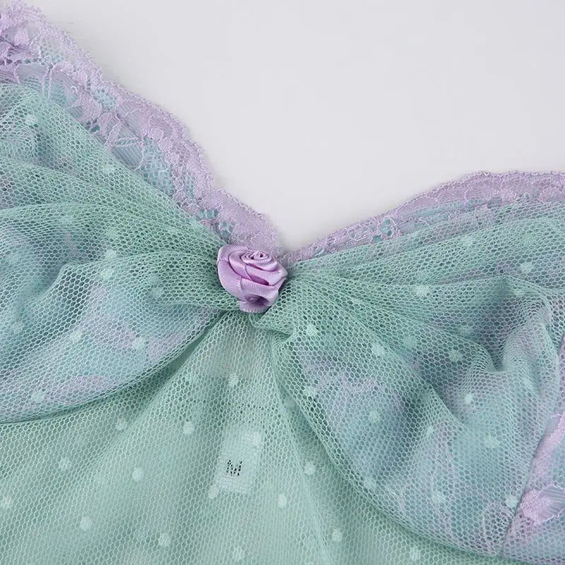 Sexy Mermaid Polka Dot Sheer Crop Top