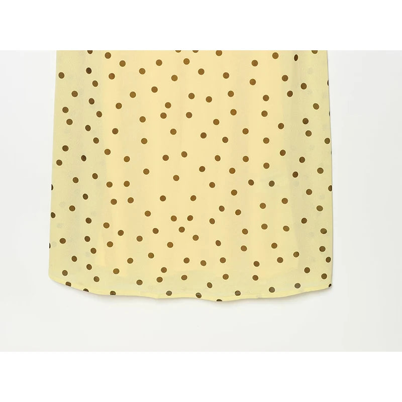 Flowy Yellow Polka Dot Maxi Dress