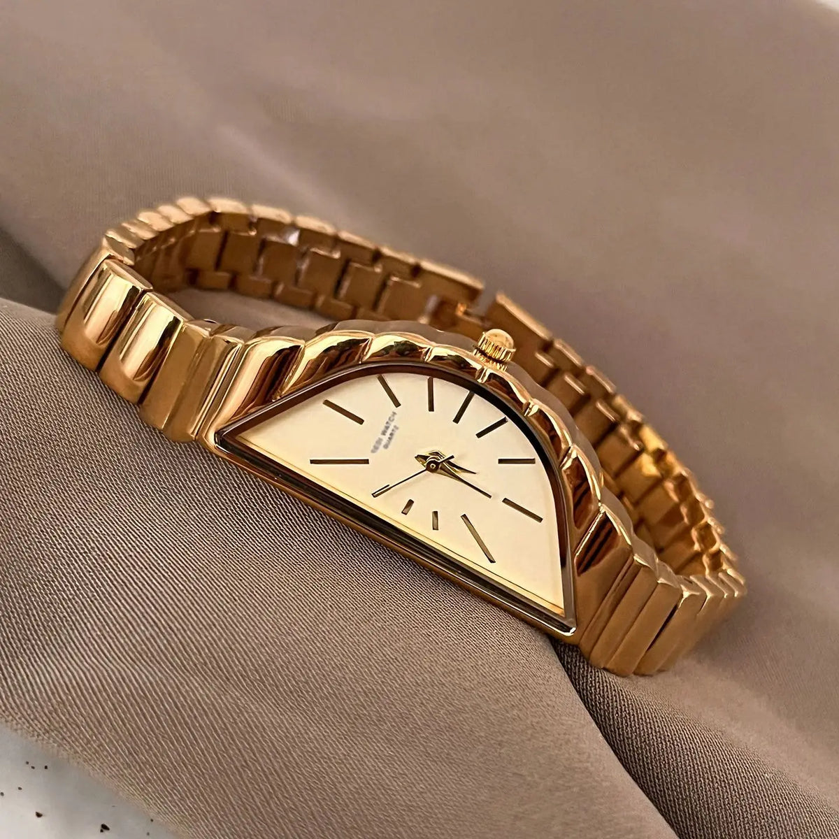 Half-Moon Dial Stainles Steel Quartz Watch