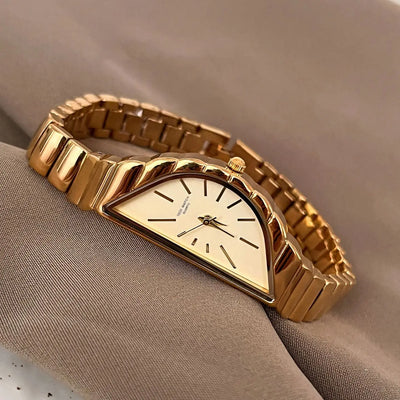 Half-Moon Dial Stainles Steel Quartz Watch
