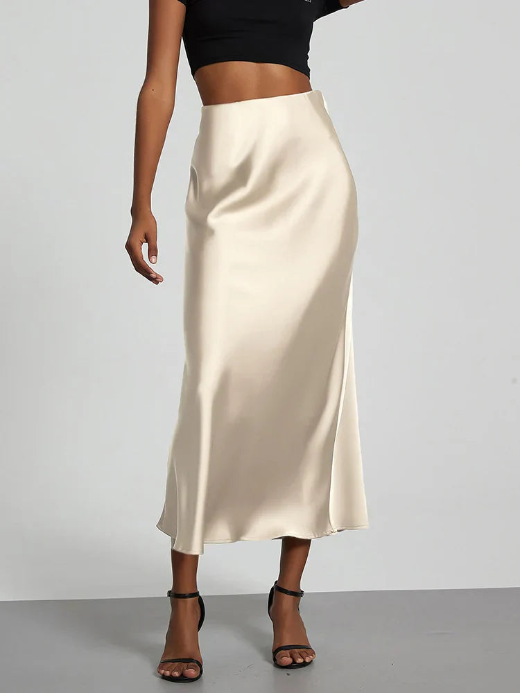 Y2K Chic High Waist Satin Party Skirt