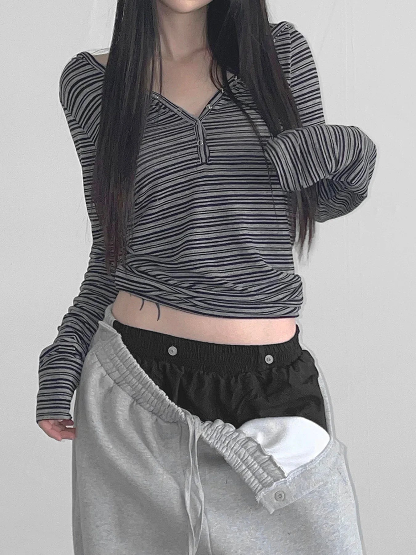 Casual Striped Long-sleeved Hoodie