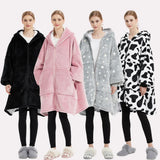 Lazy blanket Hooded Couple Zipper Pyjamas