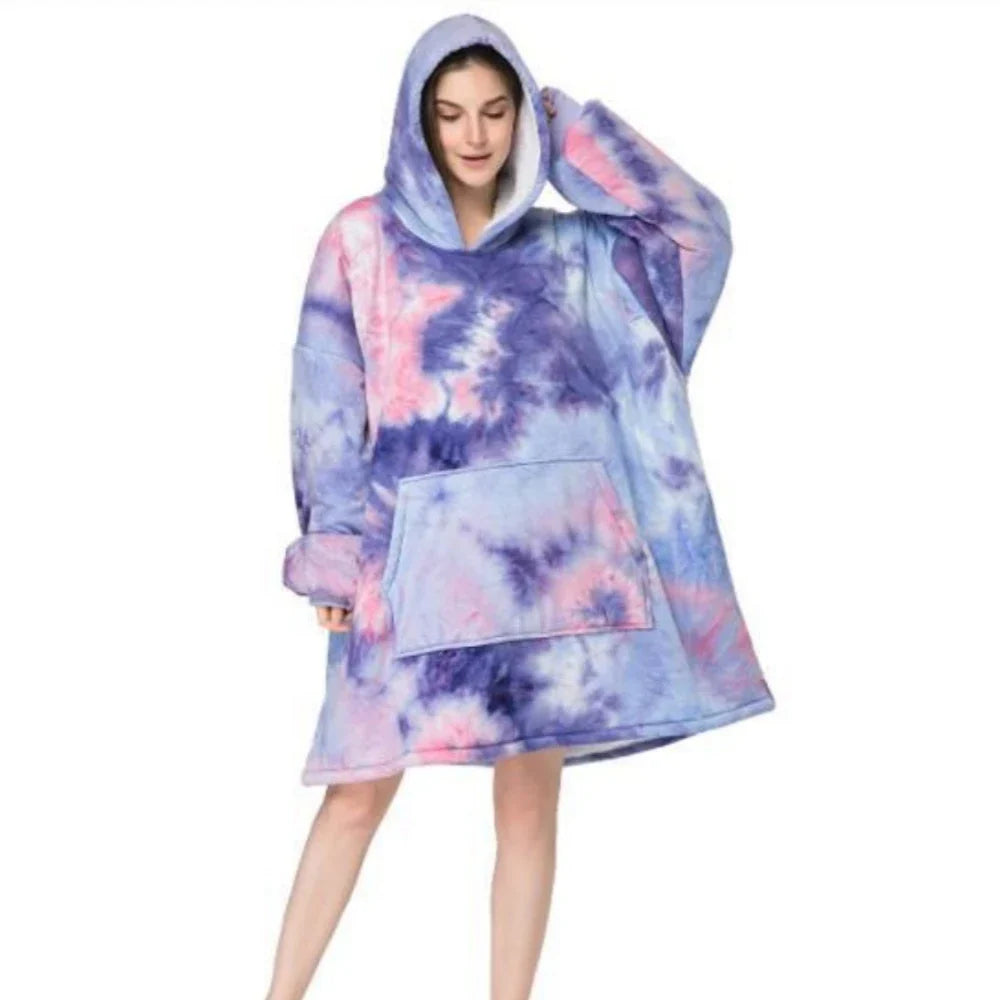 Unisex Flannel Hooded Sweater Blanket