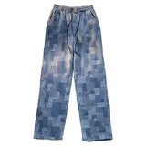 Patchwork-Hose mit weitem, geradem Bein