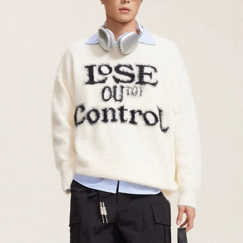 Jacquard Strickpullover Oversized Lässiger Pullover