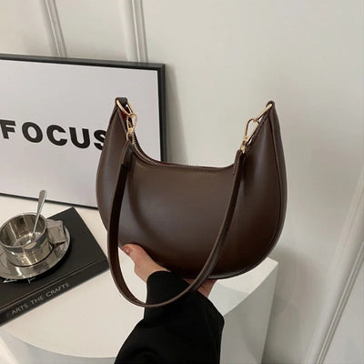 Crescent Moon Chic Leather Handbag