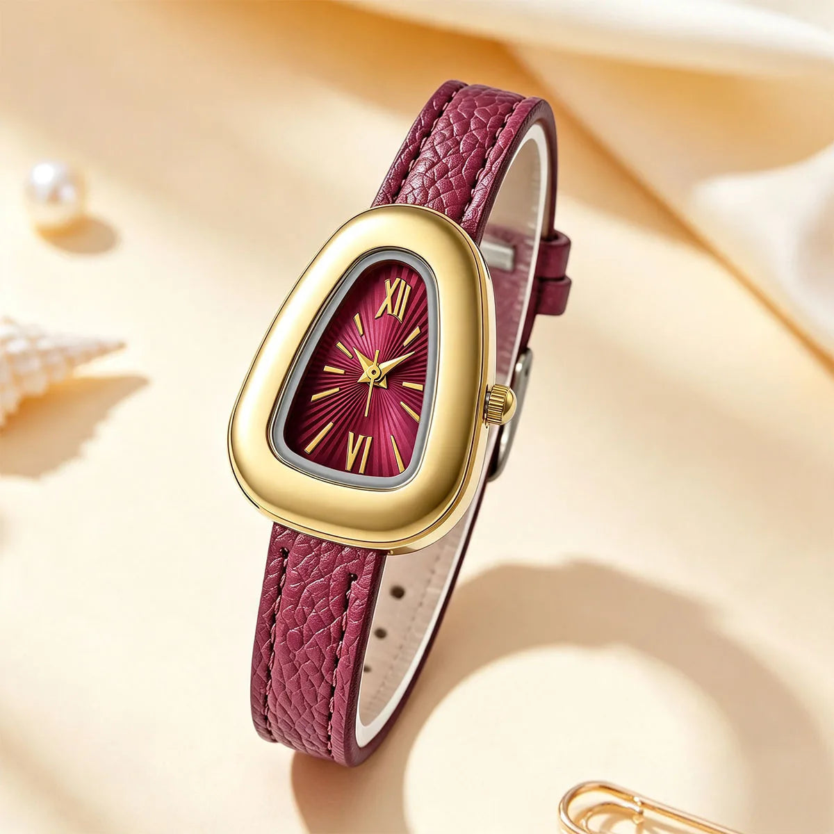 Snake Triangle Quartz leather Watches