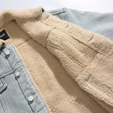 Snow Color Cozy Faux Fur Denim Jacket