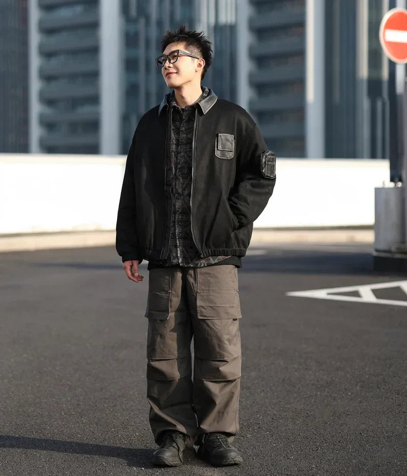 Koreanische Cozy Gesteppte Retro Cargo Jacke