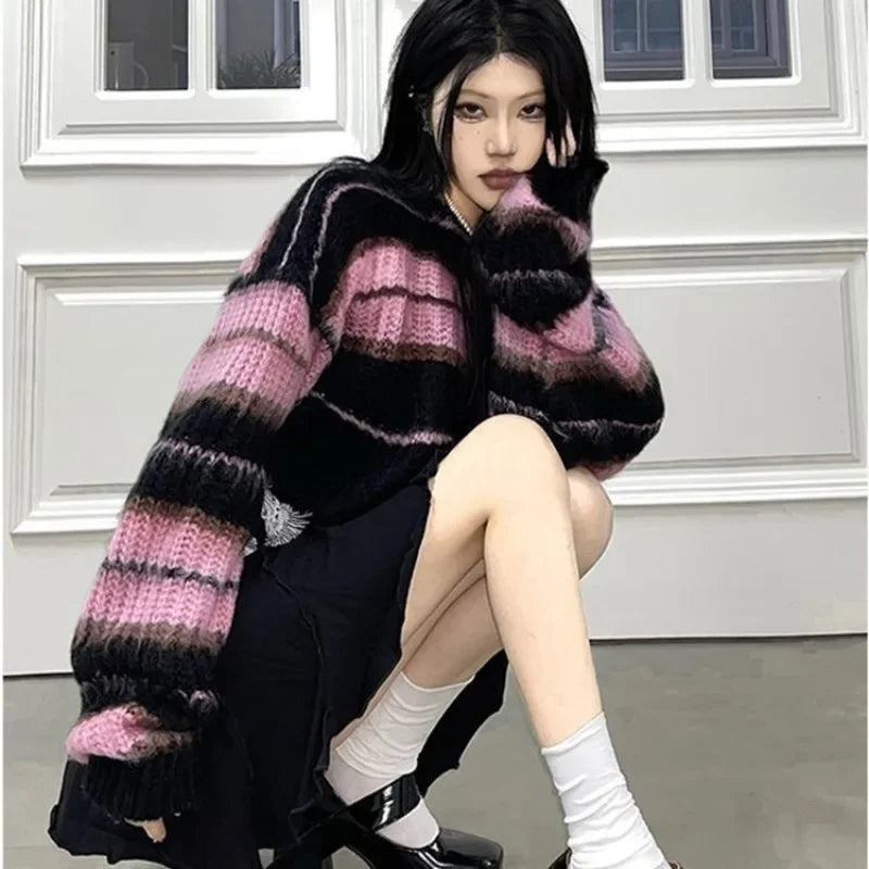 Y2K Pink Cropped Sweater