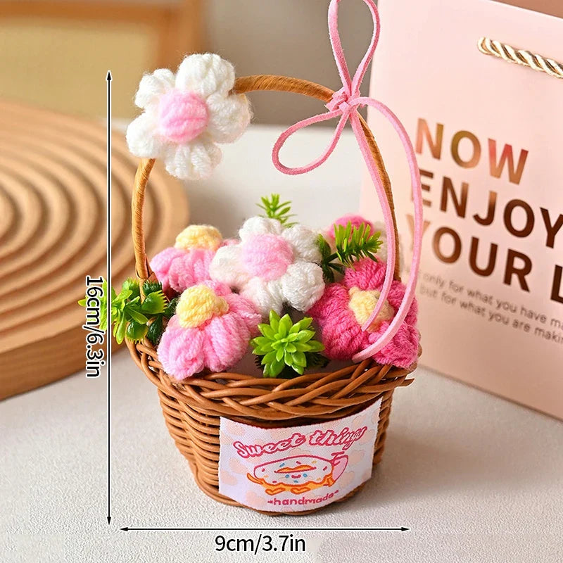 Ramo de flores de ganchillo vintage con flores de rosa