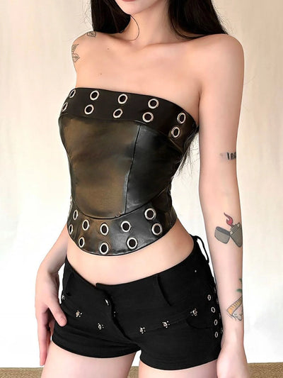Y2K Goth Grommet Top