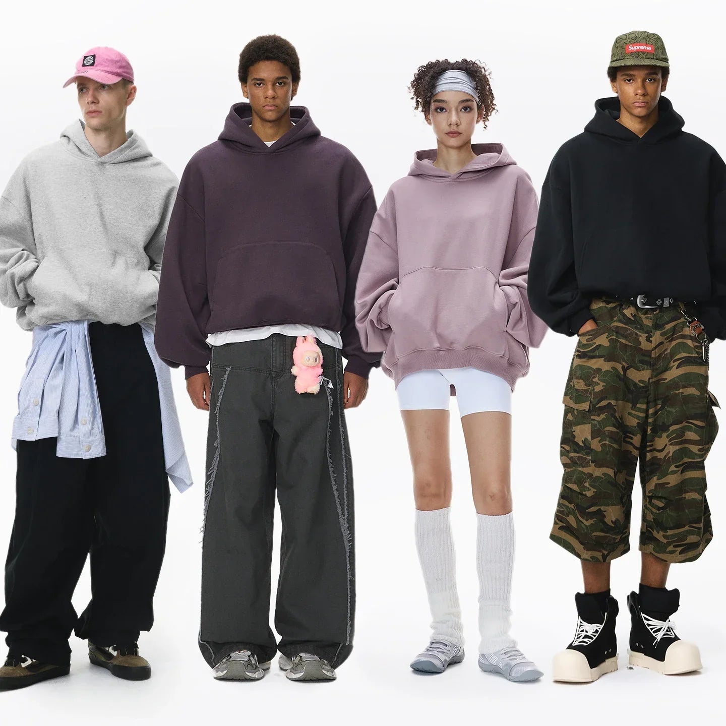 Eggshell Fleece Curved Hem Hoodie