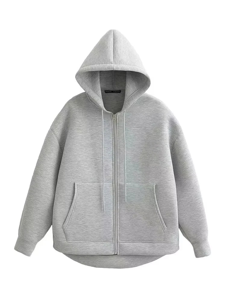 Solid Color Zip-up Hoodie